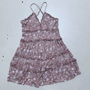 2Bella Y2K Babydoll Floral Tiered Ruffle Strappy Mini Dress Womens M Cottagecore